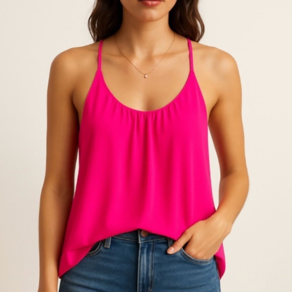 Naked Zebra Hot Pink Strappy Racerback Camisole Tank Top Size Small